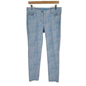 J.McLaughlin Womens Snakeskin Print Slim Fit Pants Size 8 Blue Ankle Cotton